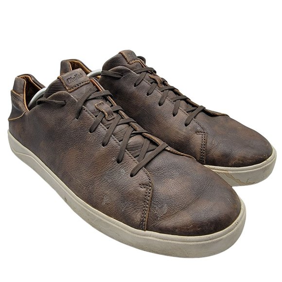 OluKai Other - OluKai Lae'Ahi Li 'Ili Mens 13 Dark Brown Casual Leather Sneakers - 10455-6363